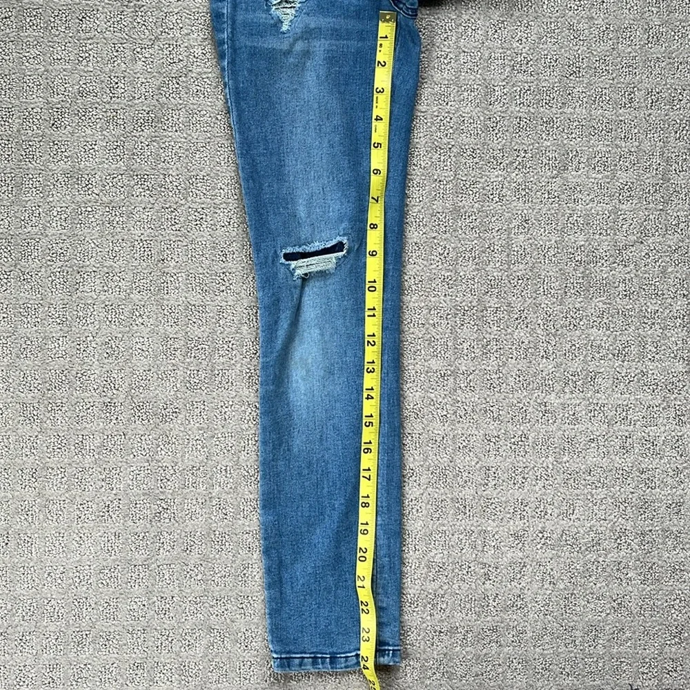 Justice Mid Rise Super Skinny Denim Jegging Blue Distressed Girls 8 Slim